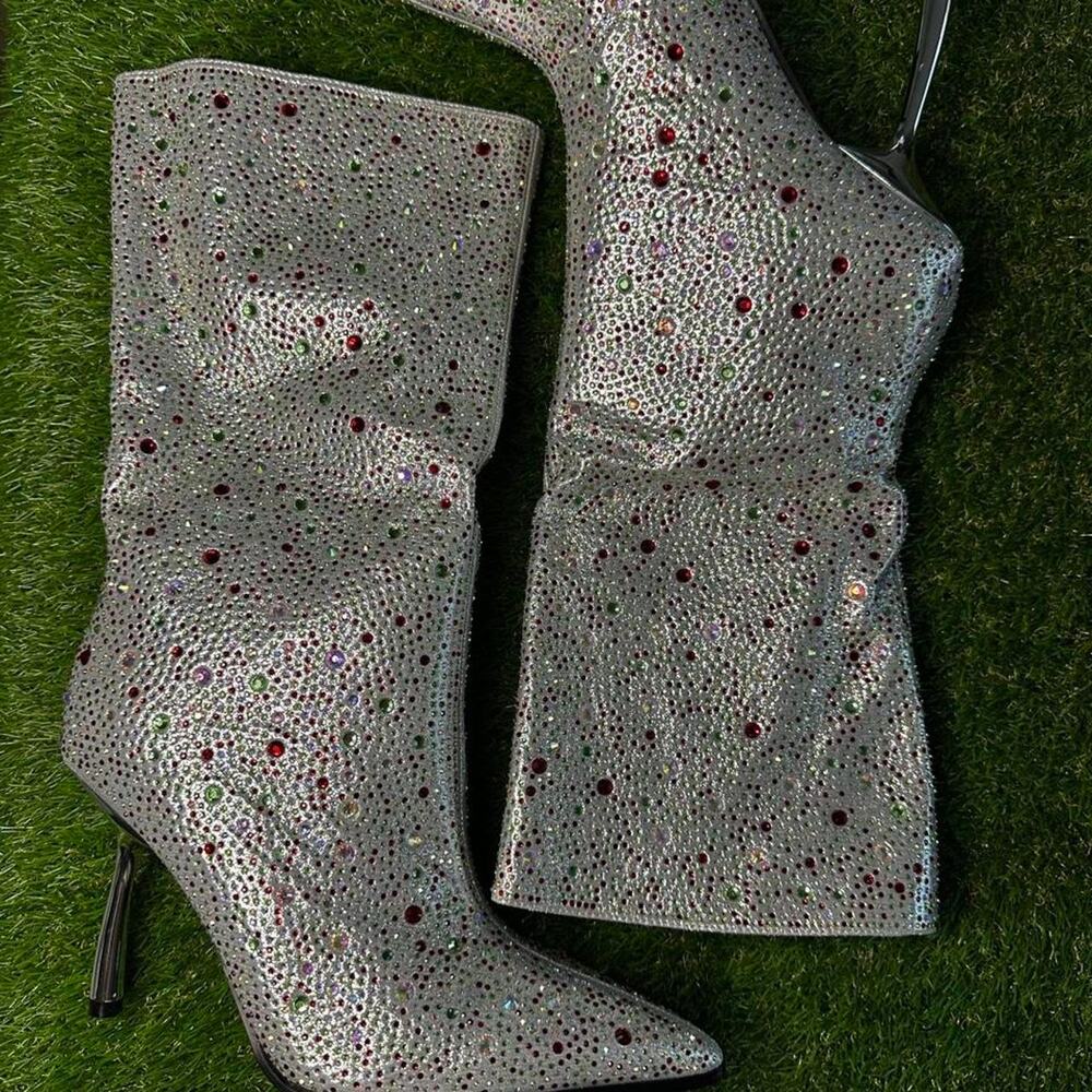 Silver glitter boots